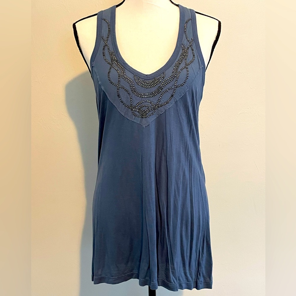 Earthy Dark Blue Banana Republic Beaded Tank Top